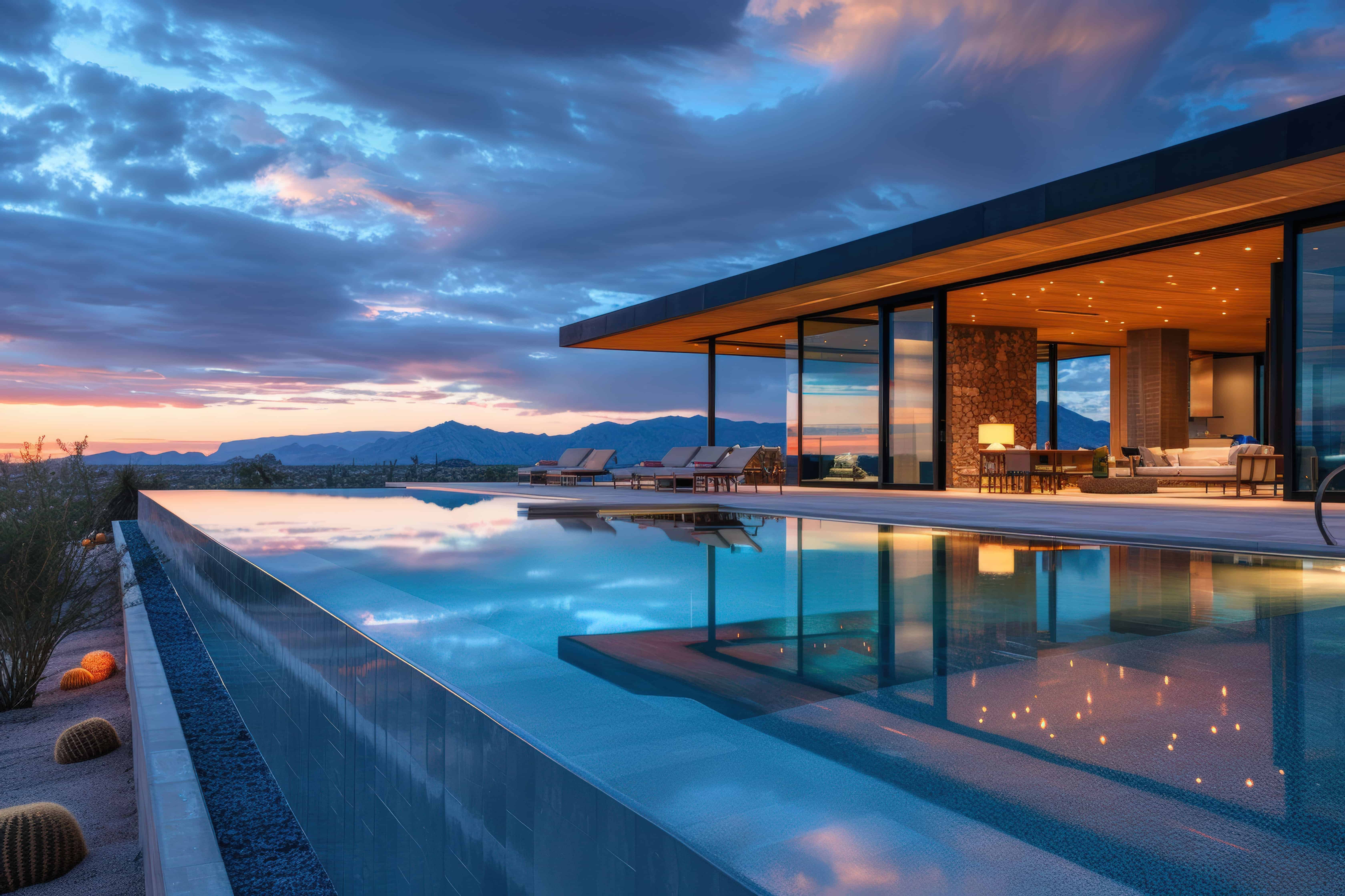 Casa moderna al atardecer
